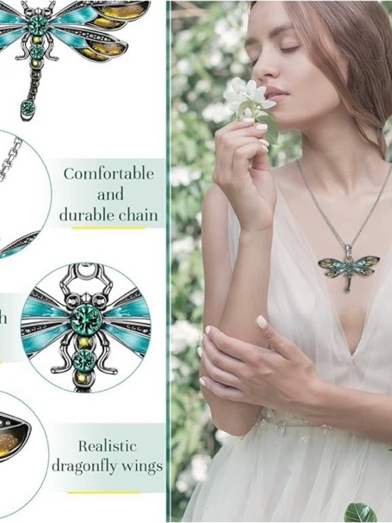 Source Unknown Jewelry - 🌸 Dragonfly Pendant - NWOT Teal and Yellow with Adjustable Chain